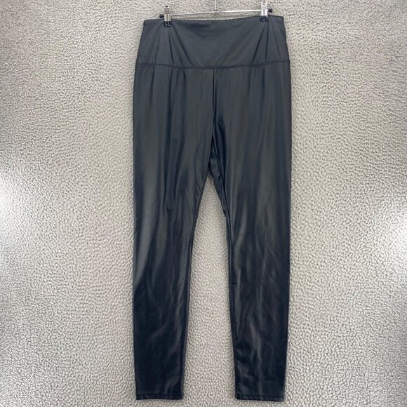 Lysse Pants Womens Large Black Faux Leather PU Pull On Legging Stretch Slimming - Picture 1 of 12